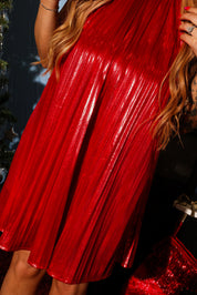 Code Red Metallic Halter Neck Dress