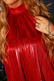 Code Red Metallic Halter Neck Dress