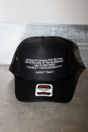 Burnt Toast Theory Black Embroidered Trucker Hat