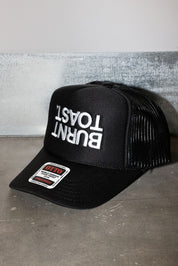 Burnt Toast Upside Down Black Embroidered Trucker Hat