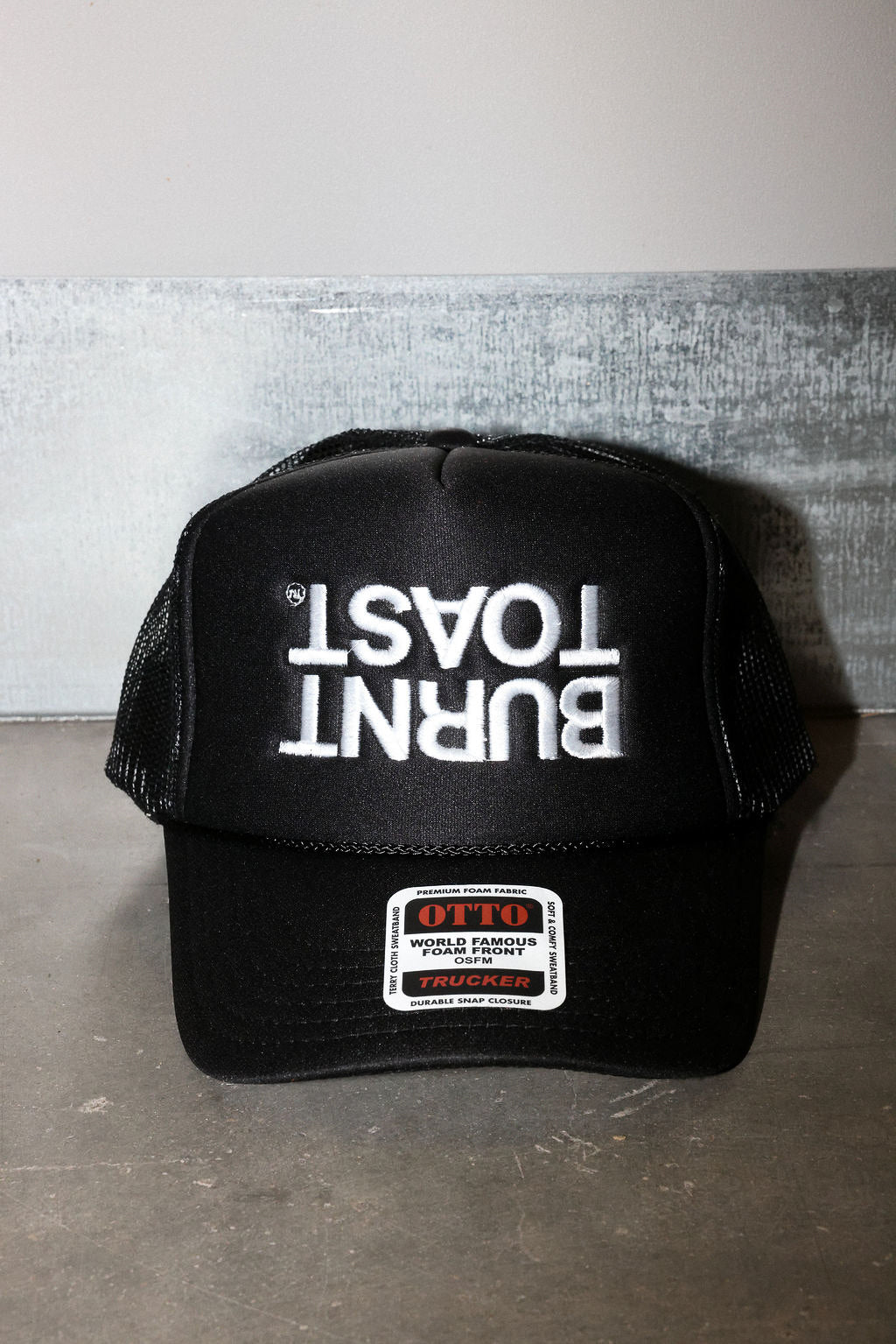 Burnt Toast Upside Down Black Embroidered Trucker Hat