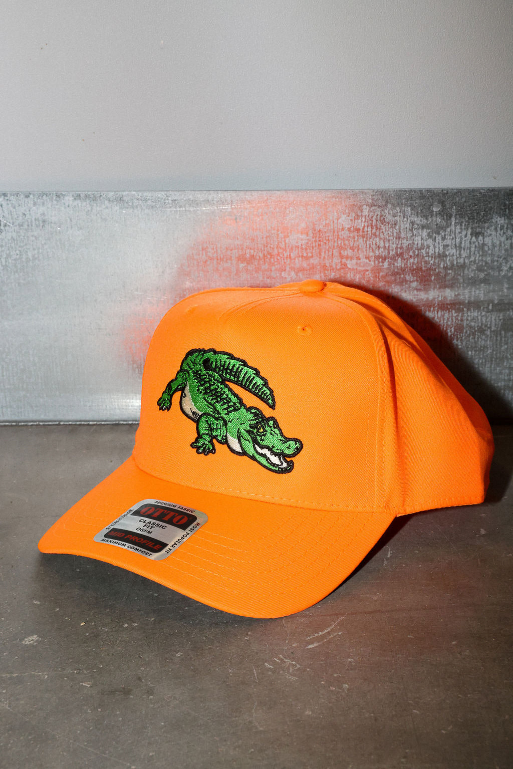 Orange Croc Camo Embroidered Trucker Hat
