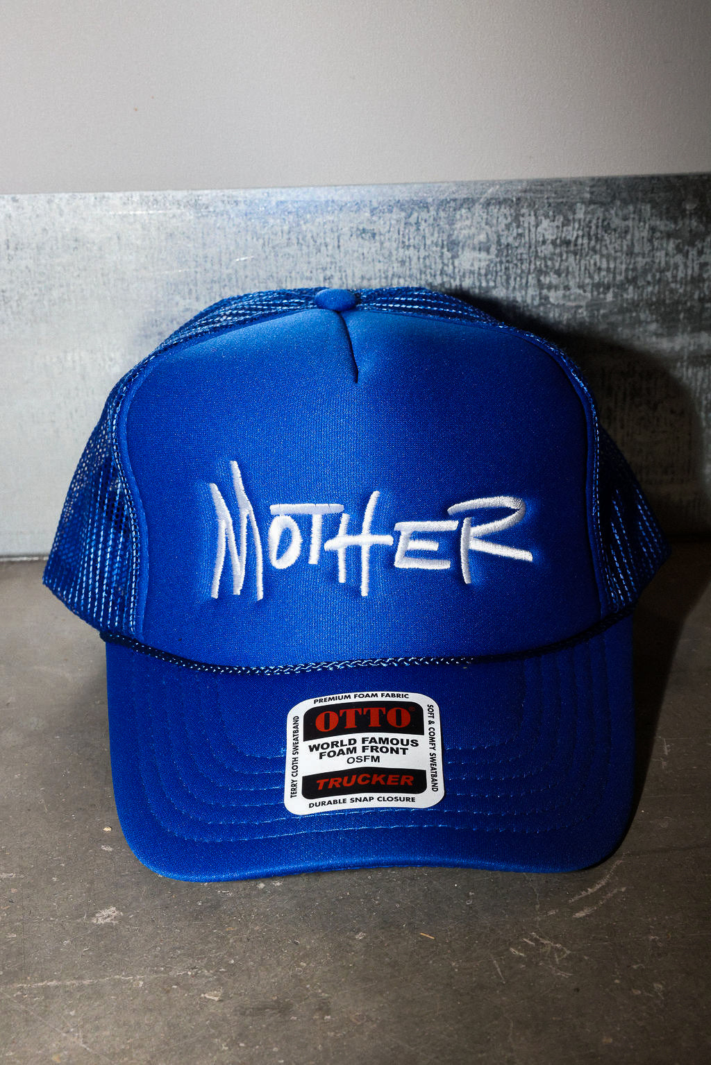 Mother Blue Embroidered Trucker Hat