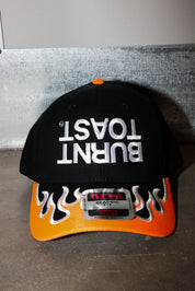 Upside Down Burnt Toast Orange Flame Embroidered Trucker Hat