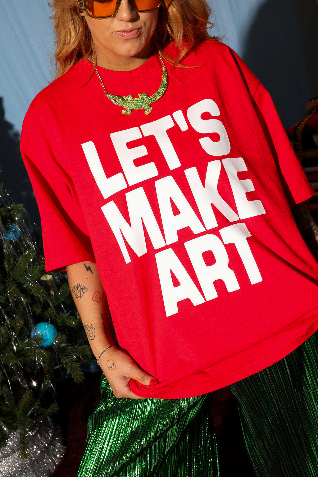 Let's Make Art Red Premium Graphic Tee (Puff Print)