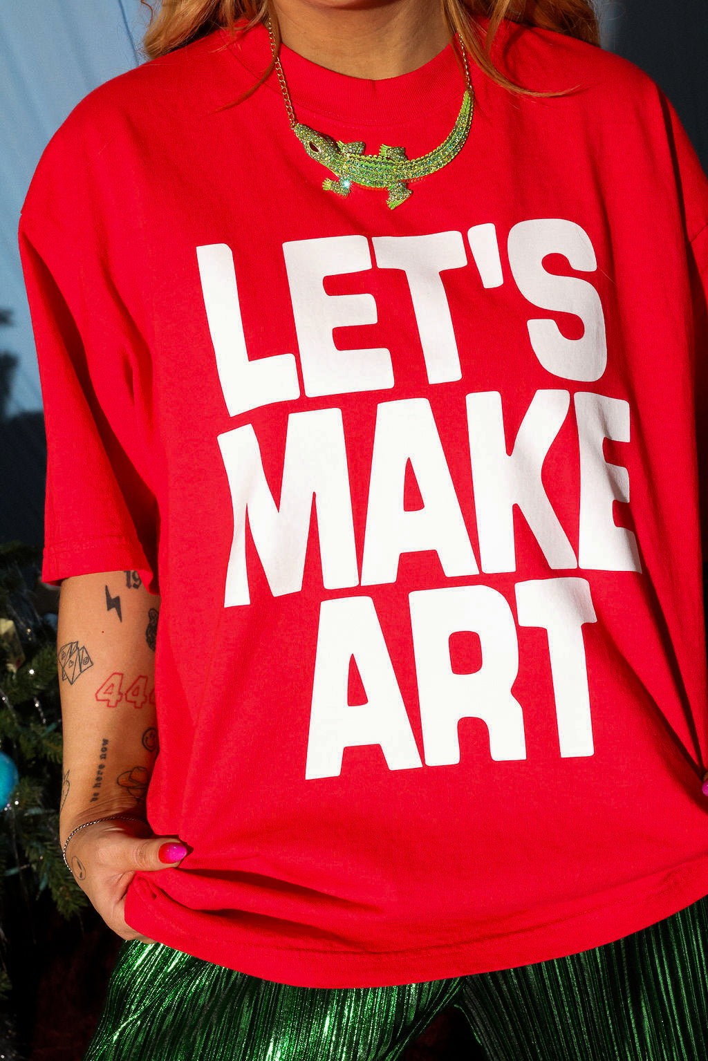 Let's Make Art Red Premium Graphic Tee (Puff Print)
