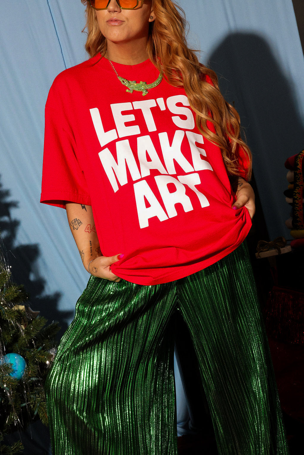 Let's Make Art Red Premium Graphic Tee (Puff Print)