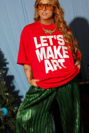 Let's Make Art Red Premium Graphic Tee (Puff Print)
