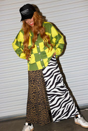 Heat Check Green Checkered Oversized Cardigan