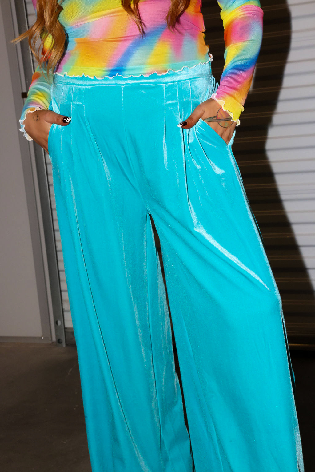 Cold Burn Blue Velvety Classic Trousers