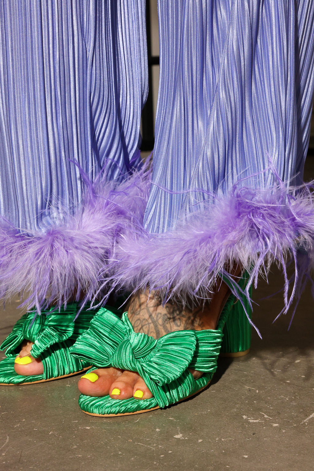 Lavender Haze Pleated Feathered Pants