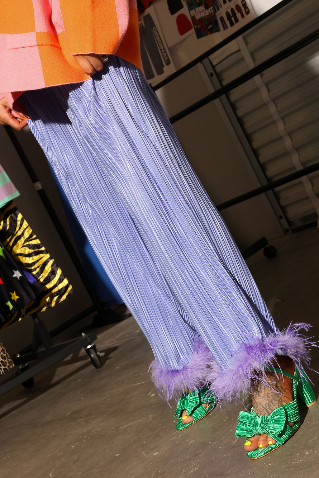 Lavender Haze Pleated Feathered Pants