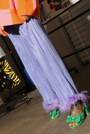 Lavender Haze Pleated Feathered Pants