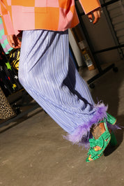 Lavender Haze Pleated Feathered Pants