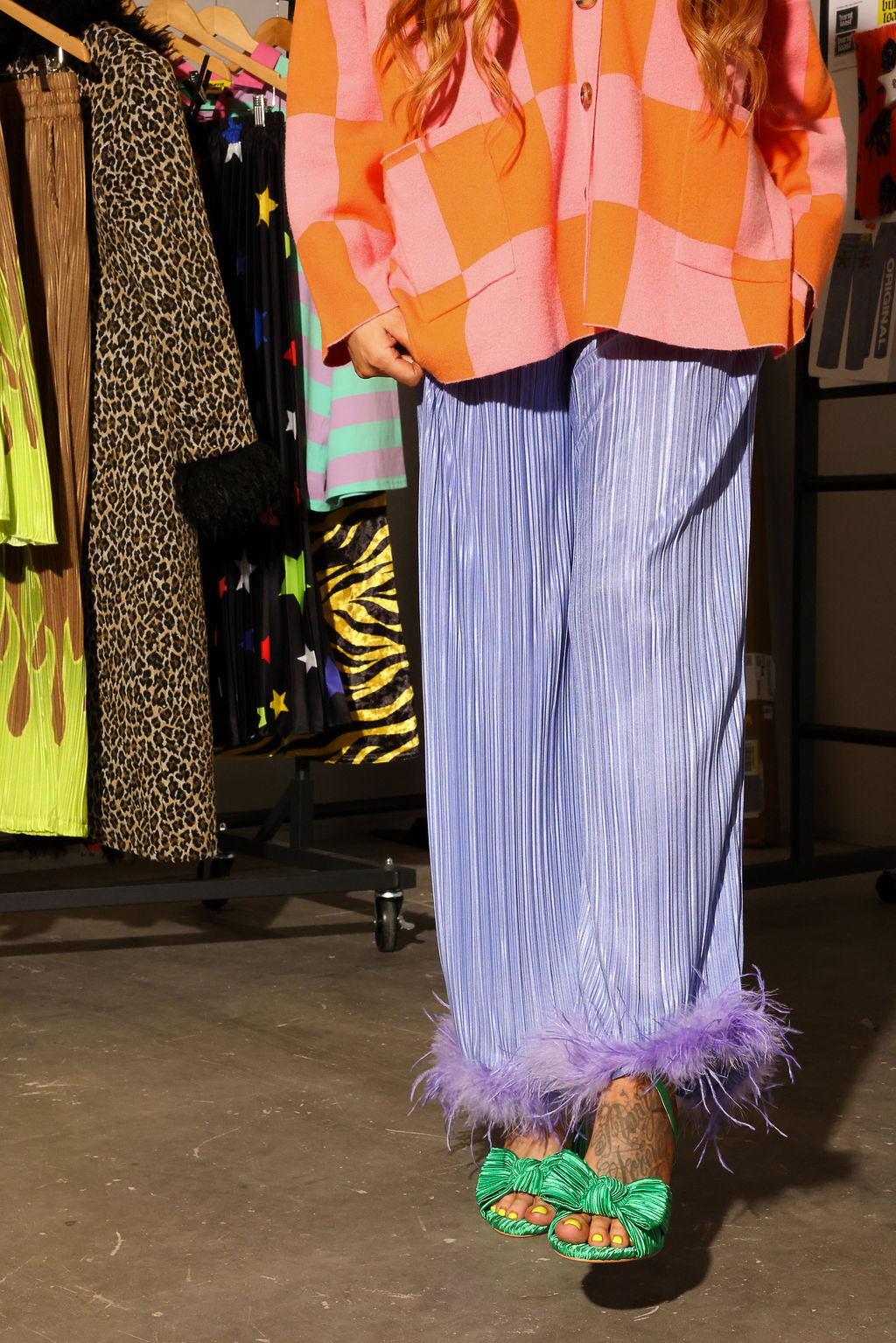 Lavender Haze Pleated Feathered Pants