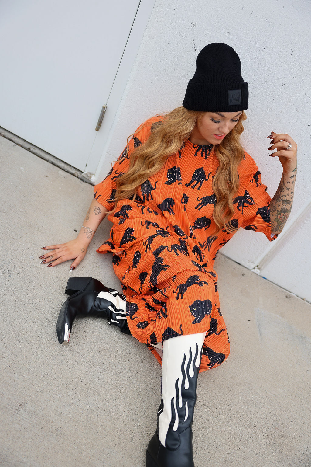 Midnight Strike Plisse Maxi Skirt Set