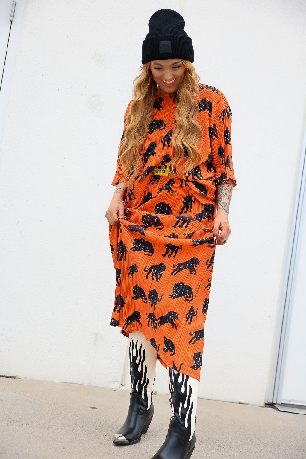 Midnight Strike Plisse Maxi Skirt Set