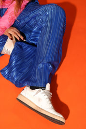 Bluest Flame Metallic Plisse Pants