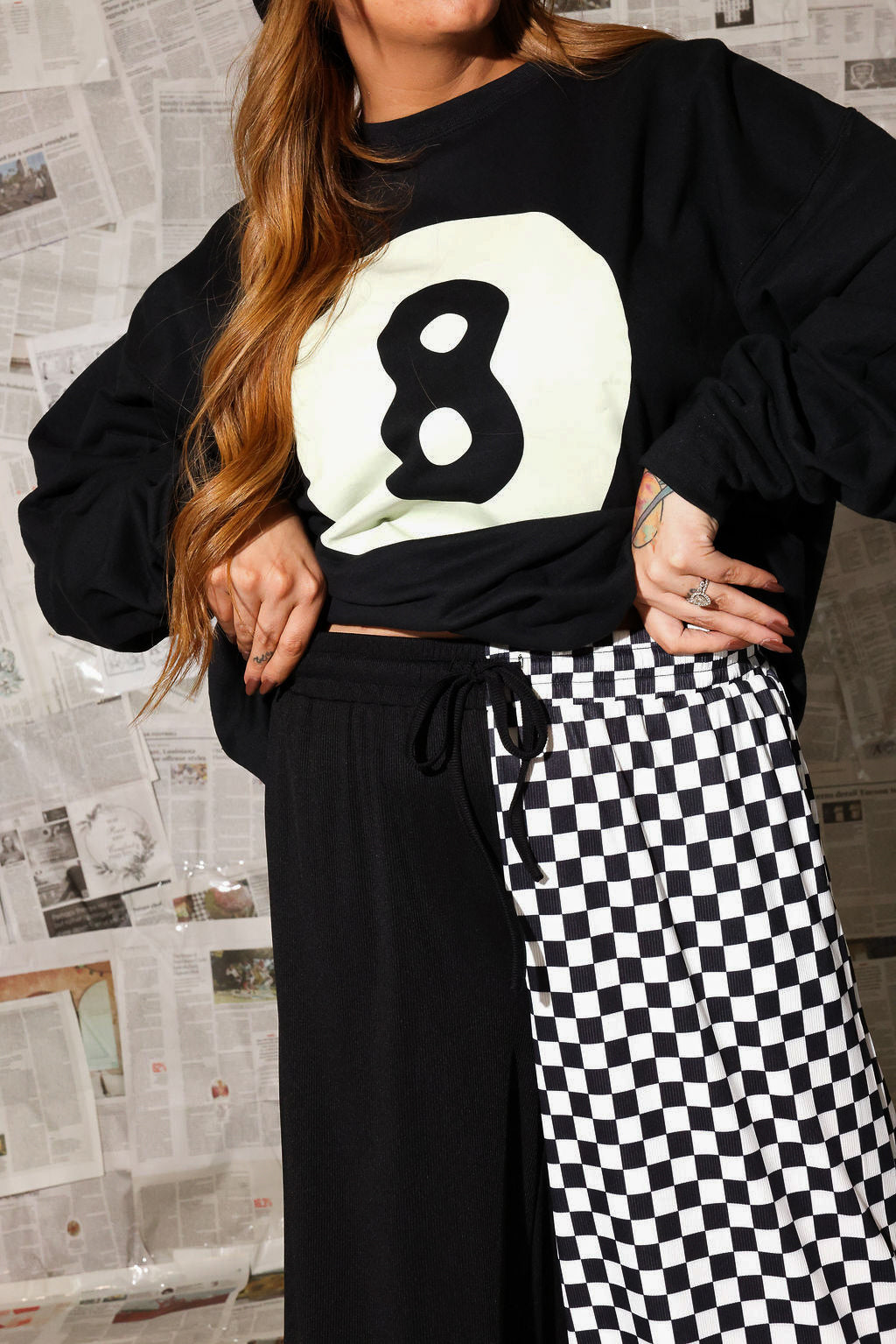 Black + White Half & Half Cropped Pants (w/ Pockets) **RESTOCKED**