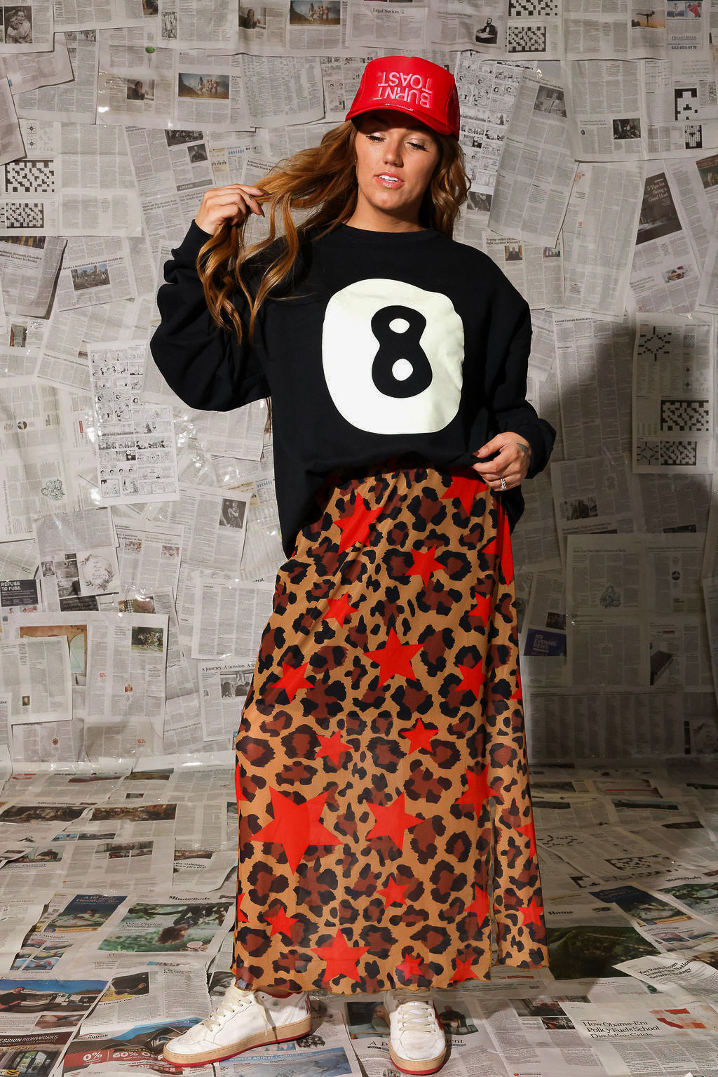 Burnt Toast Upside Down Red and Pink Embroidered Trucker Hat