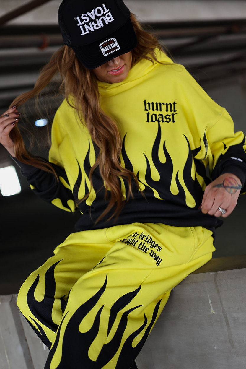Burnt Toast Original Fleece Hooded Sweatshirt (Yellow/Black)
