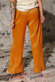 Orange Crush Metallic Plisse Pants