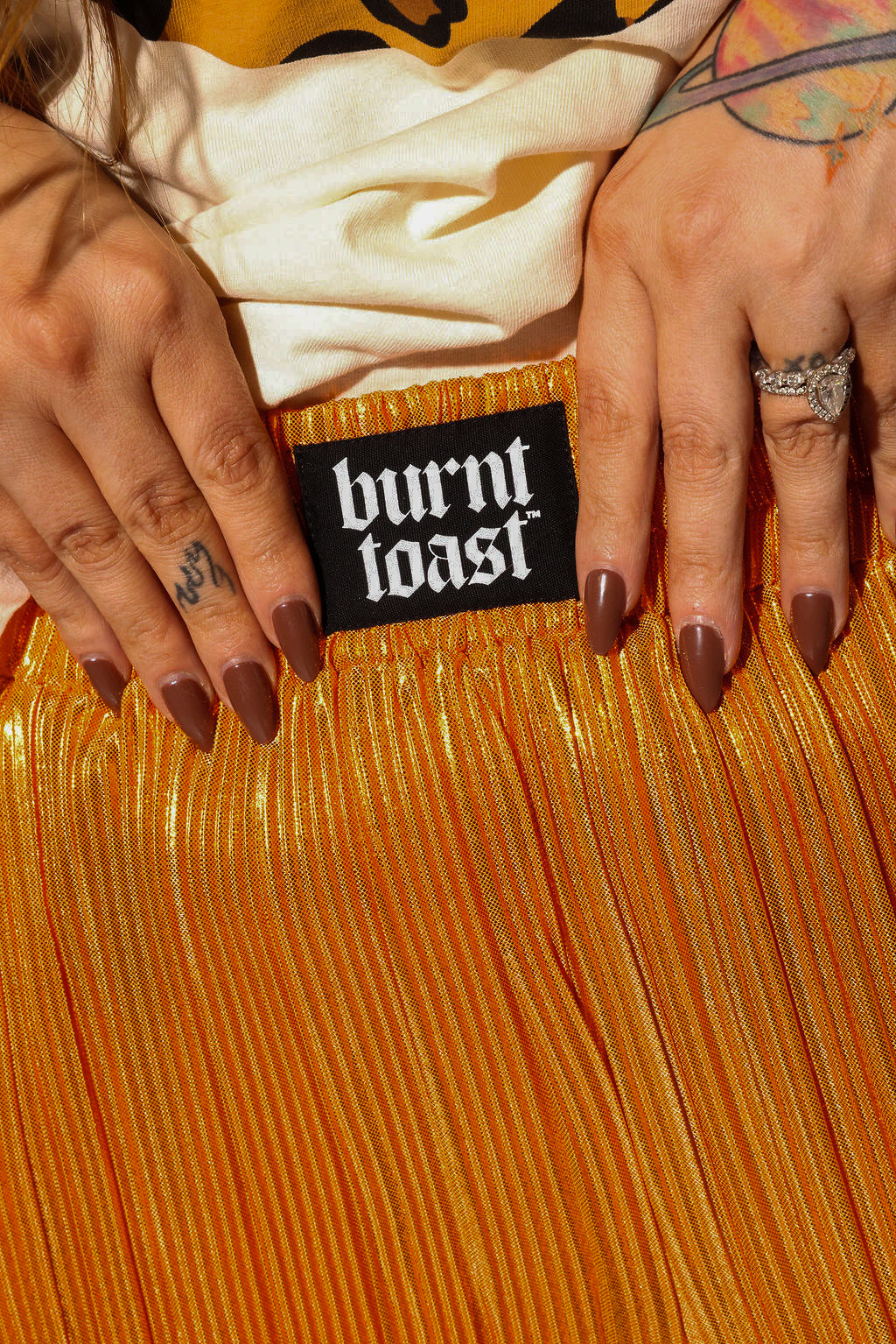 Orange Crush Metallic Plisse Pants