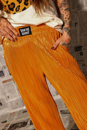Orange Crush Metallic Plisse Pants