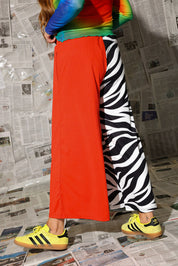 Black, White, & Red All Over Half & Half Cropped Pants (w/Pockets)