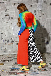 Black, White, & Red All Over Half & Half Cropped Pants (w/Pockets)