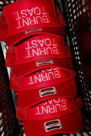 Burnt Toast Upside Down Red and Pink Embroidered Trucker Hat