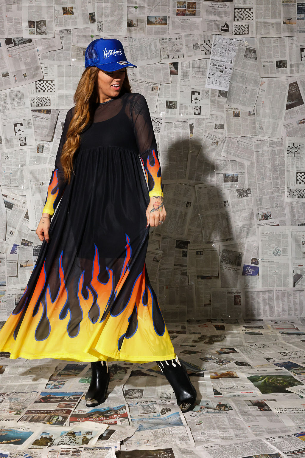 Heatwave Flame Mesh Dress **RESTOCKED**