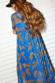 Blue Electric Jungle Mesh Dress **RESTOCKING SOON**