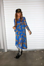 Blue Electric Jungle Mesh Dress **RESTOCKING SOON**