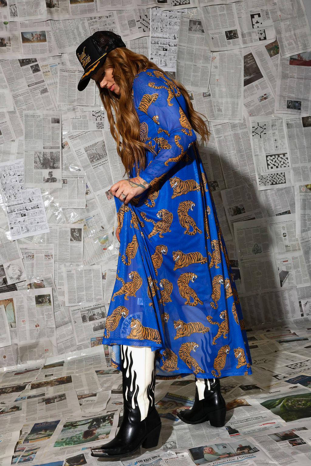 Blue Electric Jungle Mesh Dress **RESTOCKING SOON**