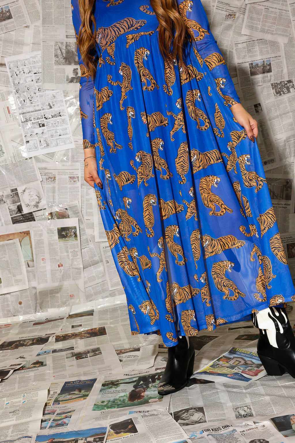 Blue Electric Jungle Mesh Dress **RESTOCKING SOON**