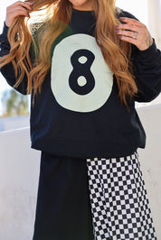8 Ball No Hard Feelings Black Crew Neck (Screen Print // Front + Back) **RESTOCKED**