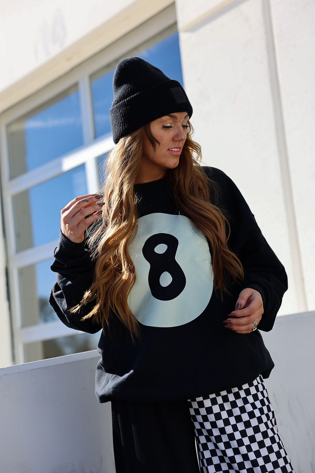 8 Ball No Hard Feelings Black Crew Neck (Screen Print // Front + Back) **RESTOCKED**