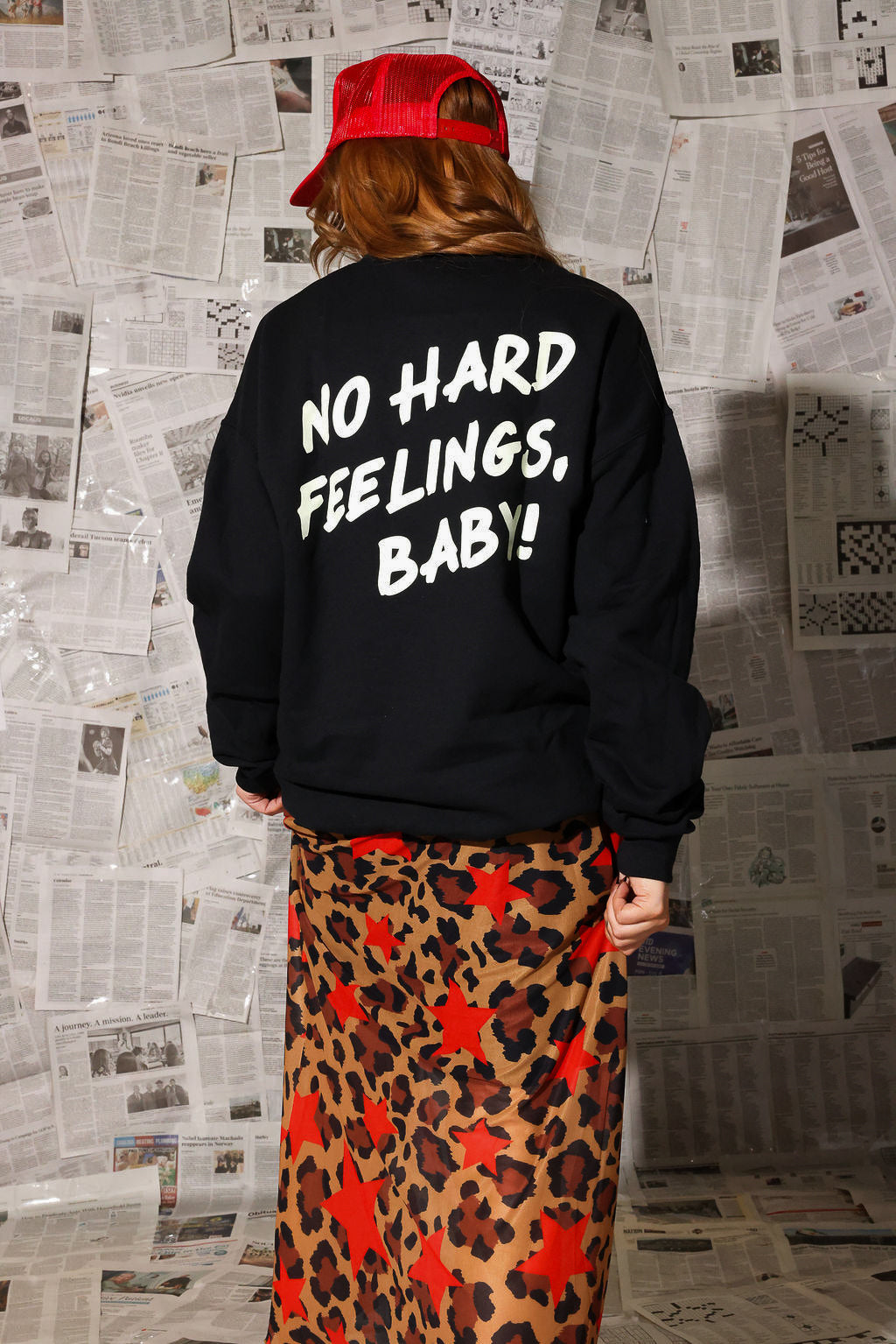 8 Ball No Hard Feelings Black Crew Neck (Screen Print // Front + Back) **RESTOCKED**