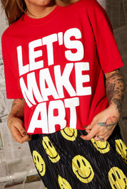 Let's Make Art Red Premium Graphic Tee (Puff Print) **RESTOCKED**