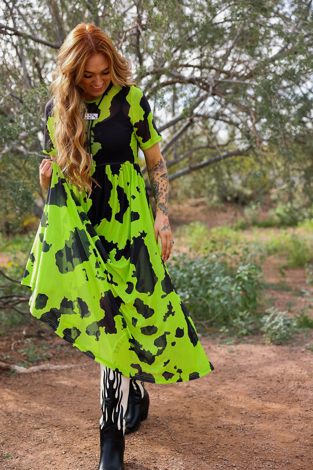 Not in the Moo'd Short Sleeve Mesh Dress