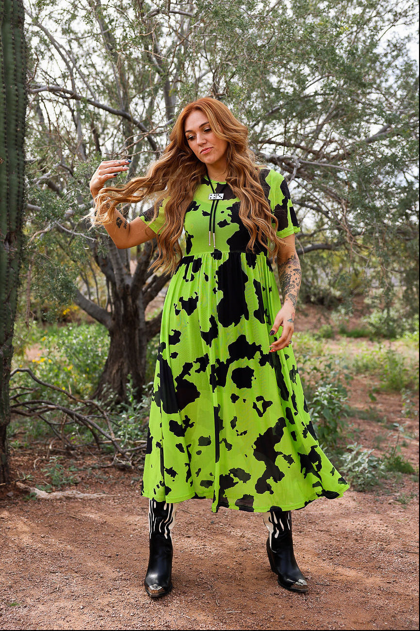 Not in the Moo'd Short Sleeve Mesh Dress