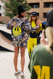 Caught Smiling Camo Fleece Zip Up Hoodie