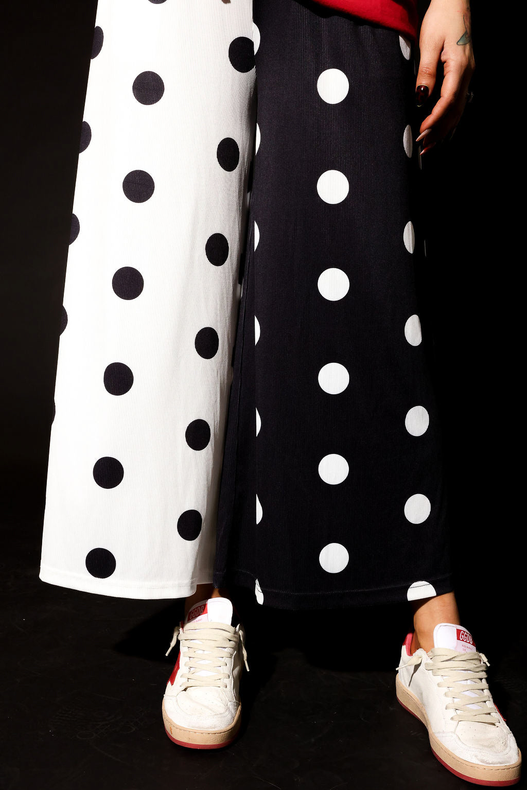 Two Sides Half & Half Cropped Pants (w/ Pockets)