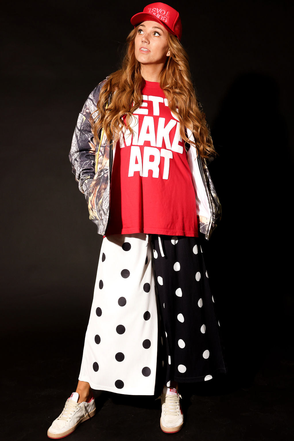 Two Sides Half & Half Cropped Pants (w/ Pockets)