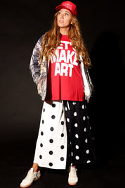 Two Sides Half & Half Cropped Pants (w/ Pockets)