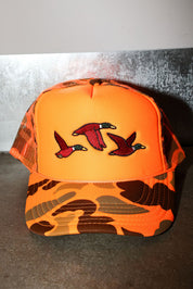 Camo Orange Duck Trucker Hat