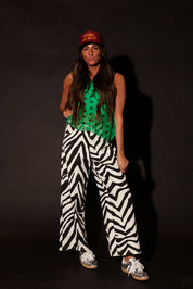 Out of Line Zebra Faux Denim