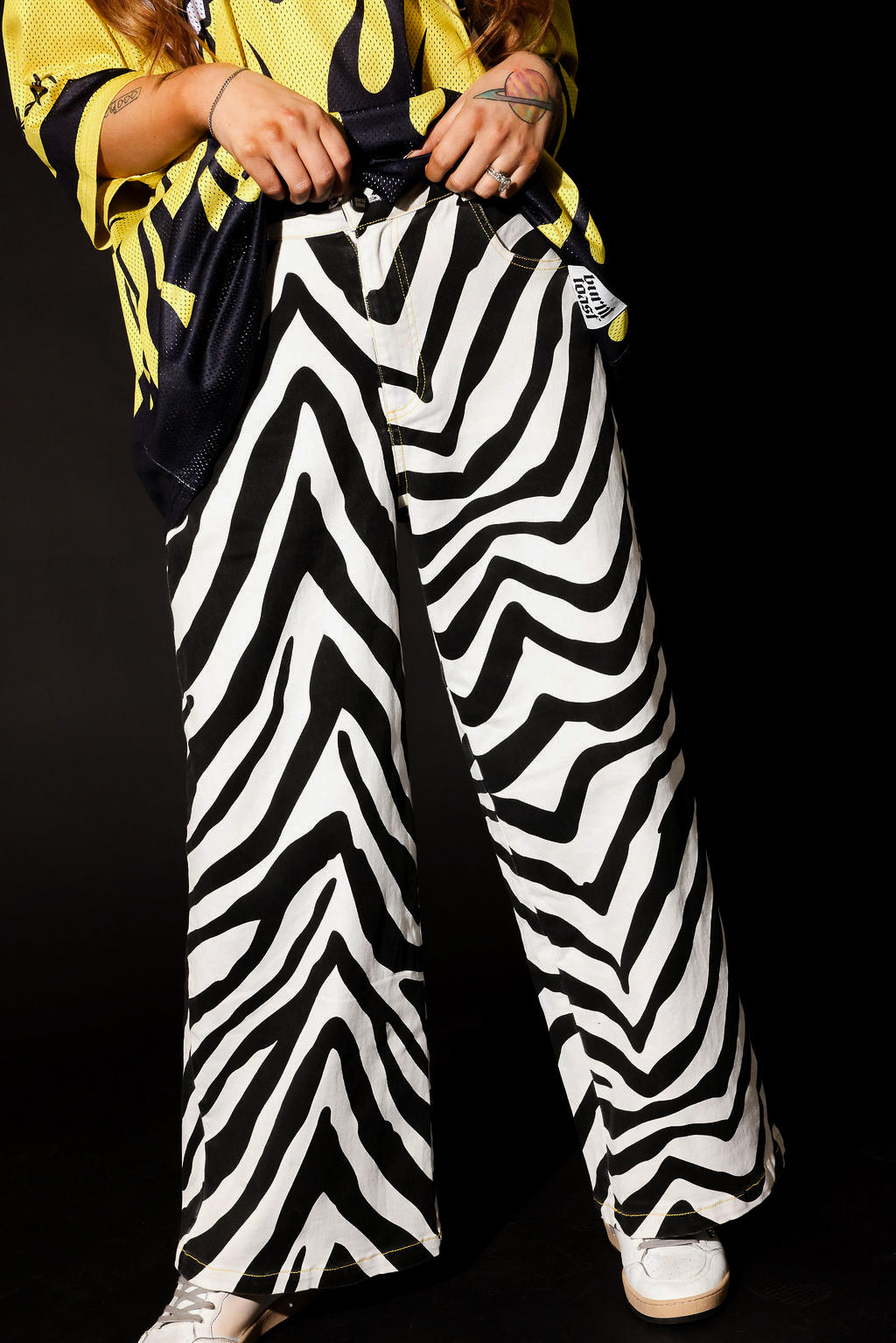 Out of Line Zebra Faux Denim