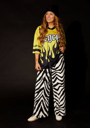 Out of Line Zebra Faux Denim